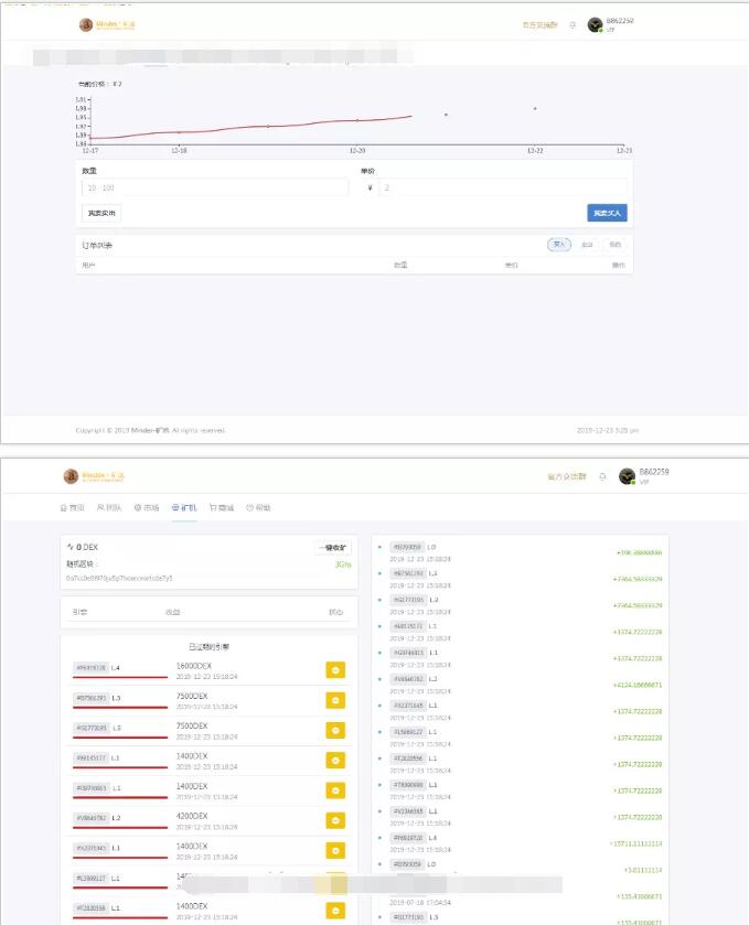 最新 Mindex虚拟币系统源码修复版_山寨币发布系统_带可兑换商城+卖买矿机源码_手机自适应插图1
