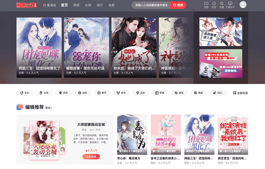 画网站小说源码程序CMS系统源码插图